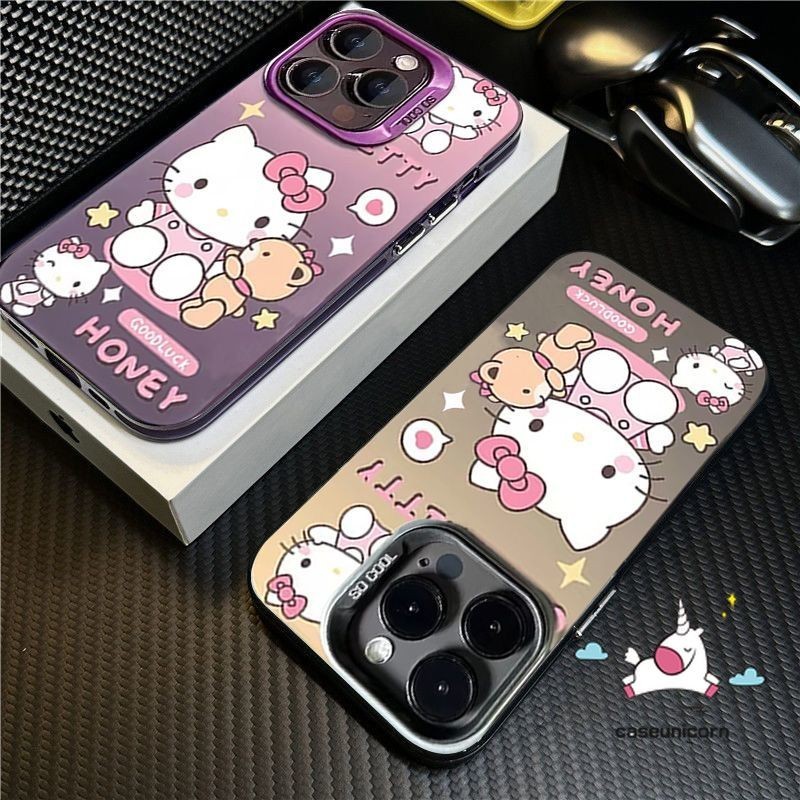 เคสโทรศัพท์มือถือ ชุบโลหะ ลายการ์ตูนหมีน้อยน่ารัก หลากสี หรูหรา สําหรับ IPhone XR 11 14 12 13 15 Pro Max 7Plus XS Max X 8 7 Plus SE 2020