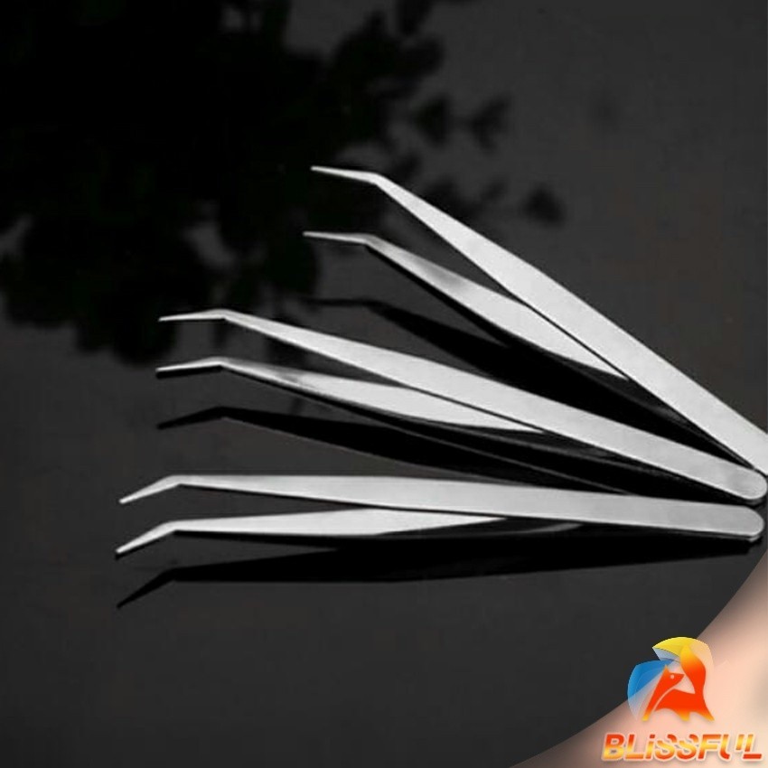 B.F คีบหนีบสแตนเลส คีมหนีบอเนกประสงค์ มี 2 แบบ ปากคีบงอ ปากคีบแหลม  Stainless steel tweezers