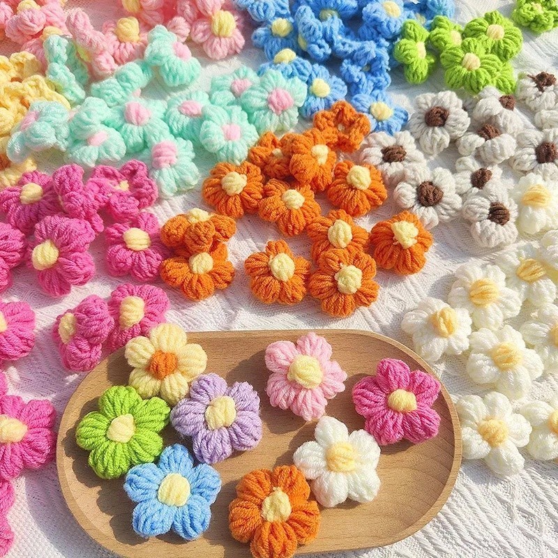 Hand-Woven Flower bouquets จี้ผ้าฝ้ายทอมือ รูปดอกไม้ สําหรับตกแต่งเสื้อผ้า กระเป๋า DIY