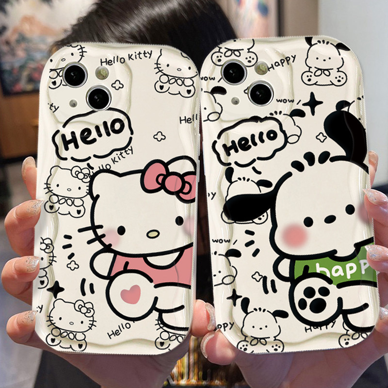 เคสโทรศัพท์มือถือ TPU นิ่ม ปิดด้านหลัง ลายการ์ตูนคิตตี้ แมว Pachacco Say Hello สีขาว สําหรับ VIVO 1819 1818 2018 1935 1902 1938 1901 1904 1906 1915 1816 1817 1820 1811 1814 1907 1920