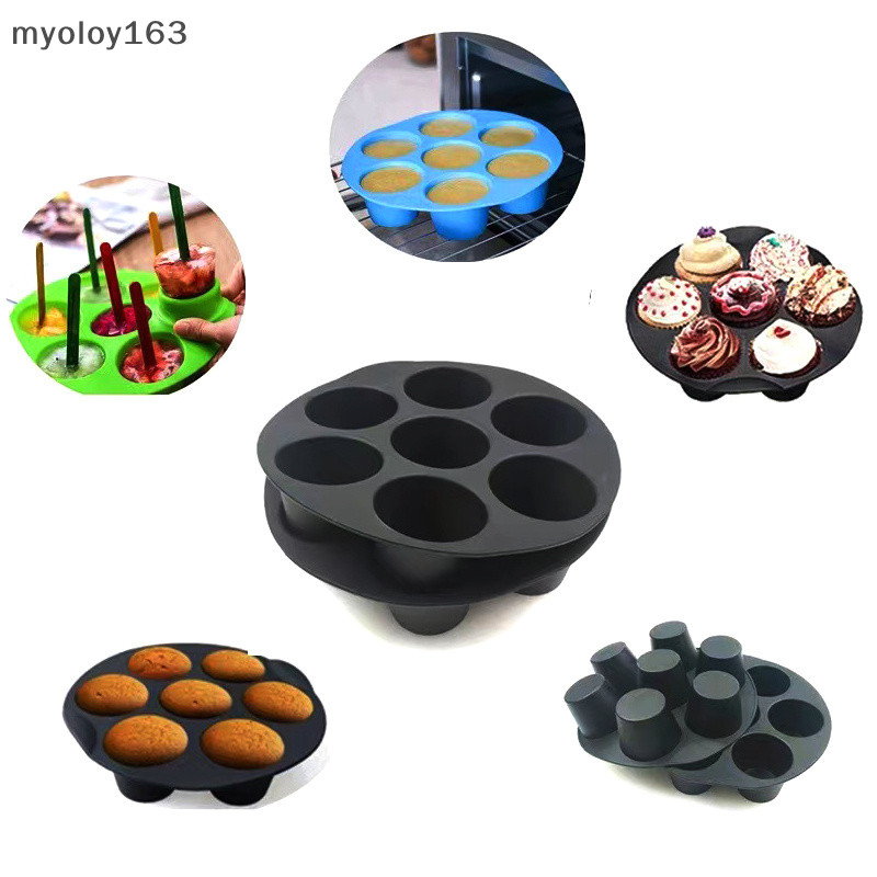 Myoloy แม่พิมพ์ซิลิโคน 7 หลุม เกรดอาหาร อุปกรณ์เสริม สําหรับเตาอบไมโครเวฟ อบเค้ก เบเกอรี่ TH