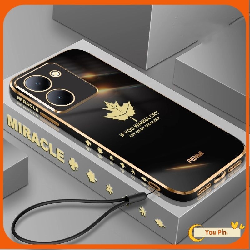 เคสโทรศัพท์มือถือ ซิลิโคนนิ่ม ชุบไฟฟ้า 6D พร้อมสายคล้อง สําหรับ Vivo Y36 Y27 4G 5G Y27S case Y17S Y0