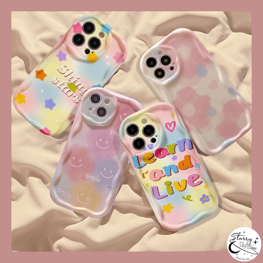 MERAH การ์ตูน Star Letter สีสันกลับ Soft Cover Glossy สําหรับ OPPO A38 A58 A16 A78 A57 A17 A18 A17K 