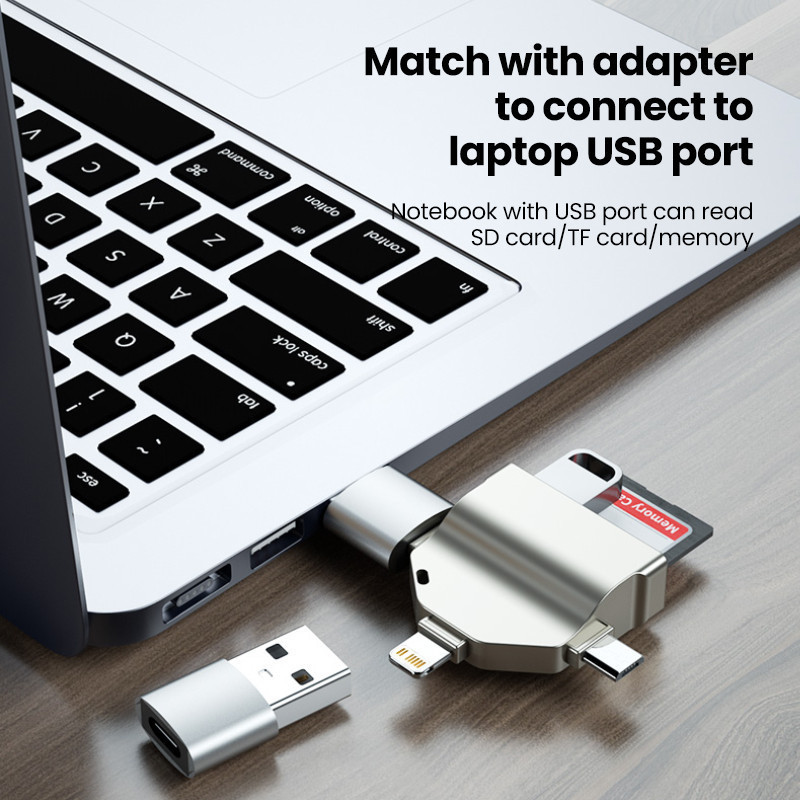 Marjay 6-in-1 อะแดปเตอร์การ์ดรีดเดอร์ Micro Type C OTG USB TF SD