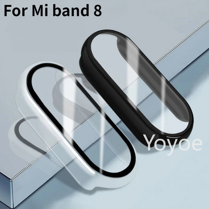 กระจก + เคส สําหรับ Xiaomi Mi Band 8 PC แข็ง ป้องกันเต็มรูปแบบ ฝาครอบหน้าจอ ป้องกัน สําหรับ Miband 8 เคสสมาร์ทวอทช์