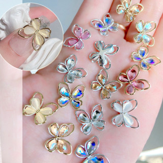 Ur SUGAR อุปกรณ์ตกแต่งเล็บ พลอยเทียม รูปผีเสื้อ สีขาว สีชมพู…