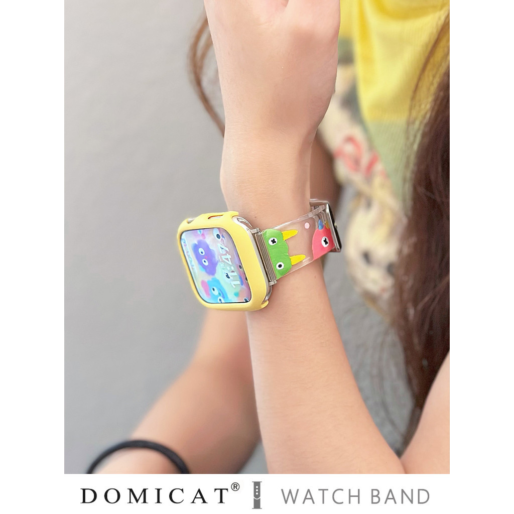 สายนาฬิกาข้อมือ แบบใส ลายมอนสเตอร์น้อยน่ารัก แฟชั่นฤดูร้อน สําหรับ Apple Watch Iwatchs 9 s8 7