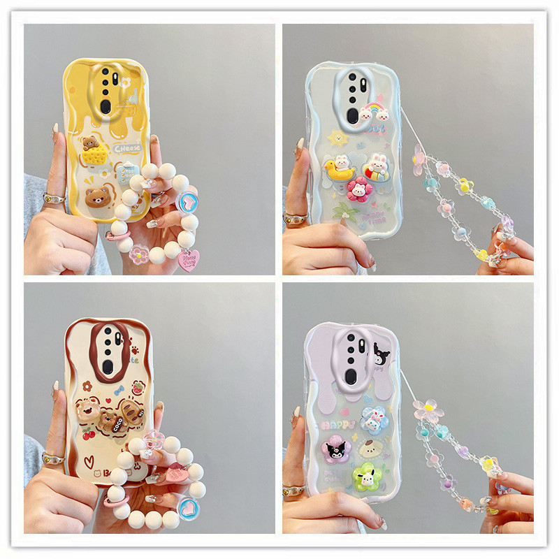 เคส oppoa5 2020 เคส oppo a9 2020 เคสโทรศัพท์มือถือ ลายตุ๊กตา 3D สีครีม สําหรับ