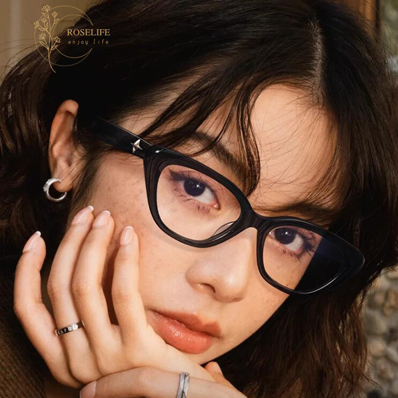 Roselife แว่นตา โลหะ รูปดาว ตาแมว สไตล์วินเทจ เครื่องประดับ สําหรับผู้หญิง ผู้ชาย วันหยุด กลางแจ้ง OOTD