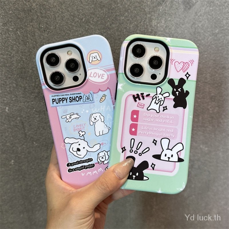 เคสโทรศัพท์มือถือแบบแข็ง สองชั้น ลายการ์ตูนสุนัข Two-in-One สําหรับ iPhone14promax 15 14 13 12 11 12