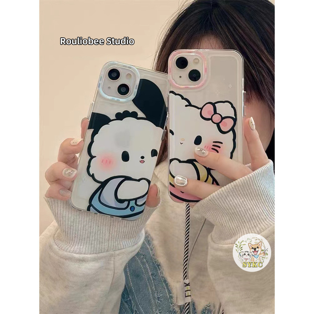 เคสโทรศัพท์มือถือคู่รัก กันหล่น ลายการ์ตูนสุนัข Pacha Hello Kitty น่ารัก สําหรับ Apple Iphone 14 13ProMax 12 11