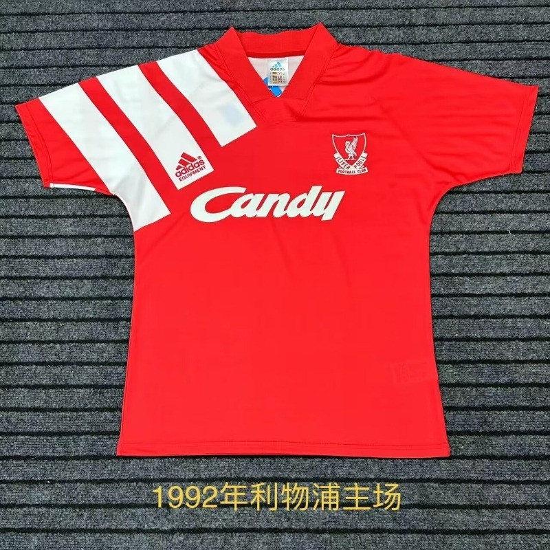 เสื้อกีฬาแขนสั้น ลายทีมชาติฟุตบอล Liverpool 1992 Liverpool แนววินเทจ ไซซ์ S-XXL ชุดเหย้า สําหรับผู้ใหญ่