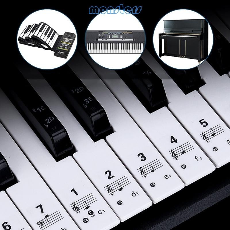 54/61/88 Keys Piano Keyboard Stickers Electronic Keyboard for Key Piano Stave