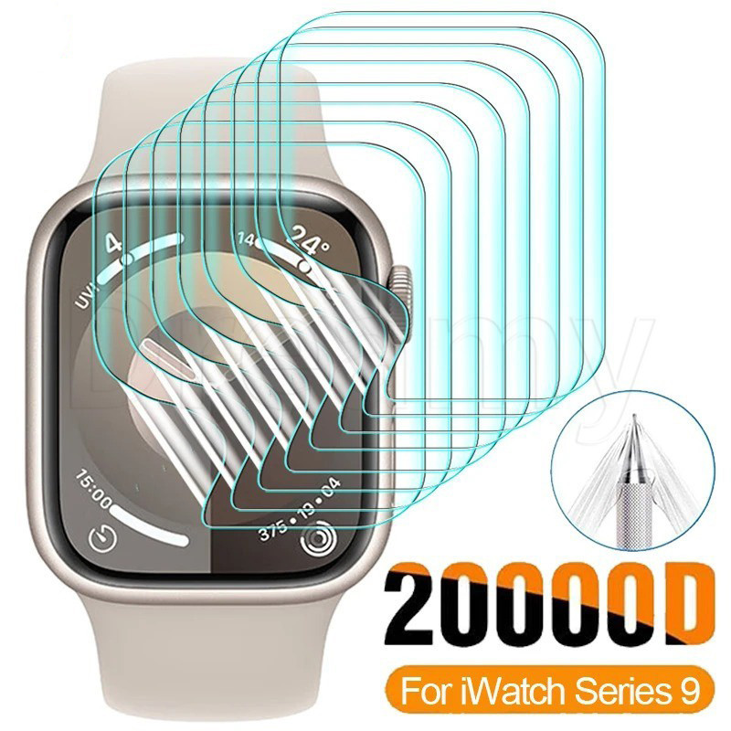 ฟิล์มไฮโดรเจลใส HD 41/45 มม. เข้ากันได้กับ Apple Watch IWatch Series 9 - ป้องกันรอยขีดข่วน, กันกระแทก - ฟิล์มกันรอยหน้าจอ ความไวสูง - ตัวป้องกันหน้าจอสมาร์ทวอทช์