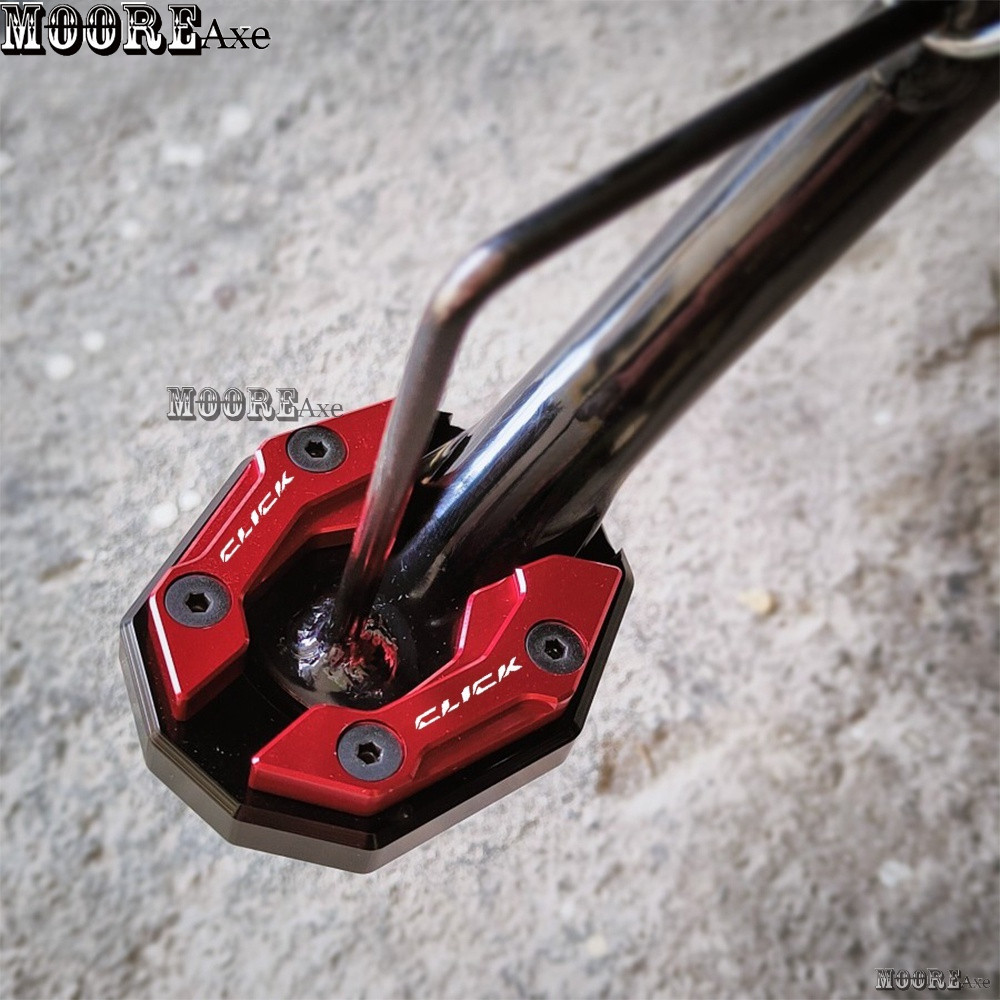 ร้อน! Mooreaxe Click Side Kickstand Extension Plate สําหรับ Honda Click 125i 150i 160 V1 V2 V3 รถจักรยานยนต์ CNC ขาตั้งขยายแผ่น Body Stability อุปกรณ์เสริม JCWDQ