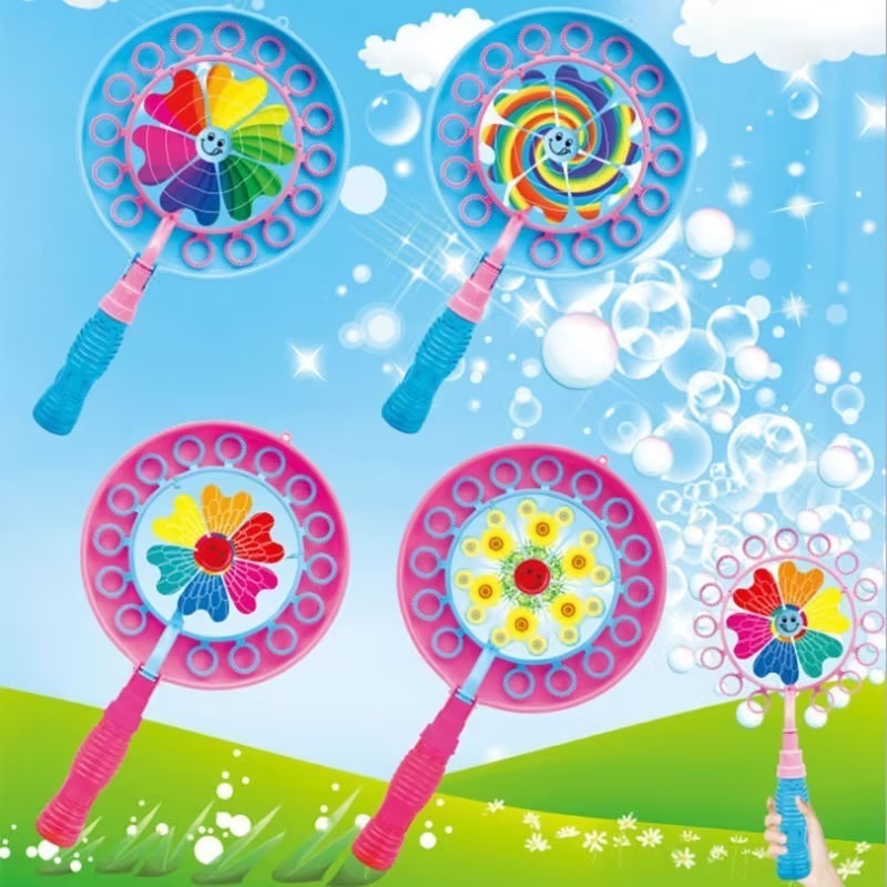เครื่องเป่าฟองสบู่ รูปกังหันลม สีรุ้ง สีสันสดใส ของเล่นสําหรับเด็ก