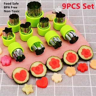 9pcs Vegetable Cutter Shaper Cookie Cutters Fruit Pastry Stamps Biscuit Mold Kids Food Baking Tools