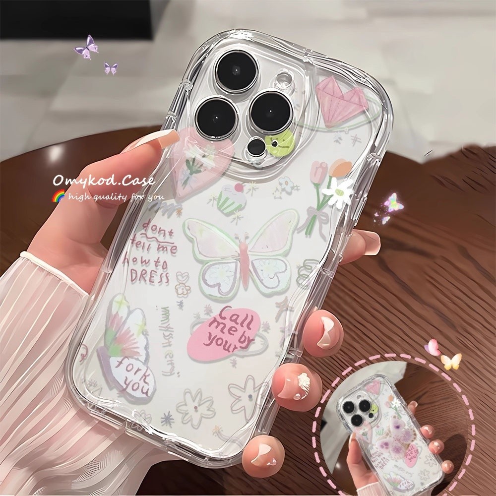 Ready Stock Samsung A55 A35 A25 A15 A05 A05s A14 A13 A12 A53 A52 A51 A04 A03S A22 A23 A24 A32 A33 A34 A50 A30 A50S A54 Cartoon Butterfly Phone Case & Holder Soft Protection Back Cover