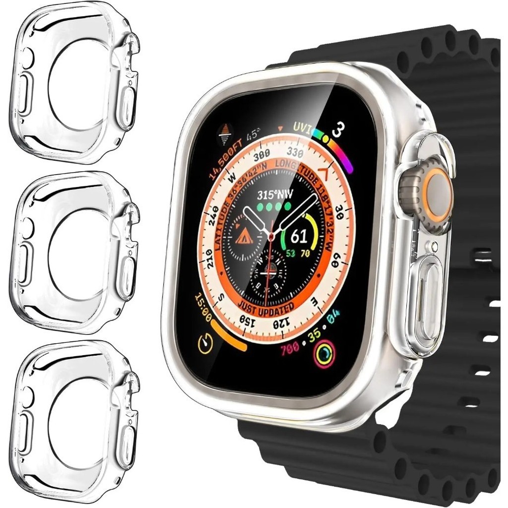 เคสใส สําหรับ Apple Watch Ultra 2 49 มม. Series 9 45 มม. 41 มม. 44 มม. 40 มม. 42 มม. 38 มม. ไม่มีตัวป้องกันหน้าจอ TPU กันชน สําหรับ iwatch 8 7 SE 6