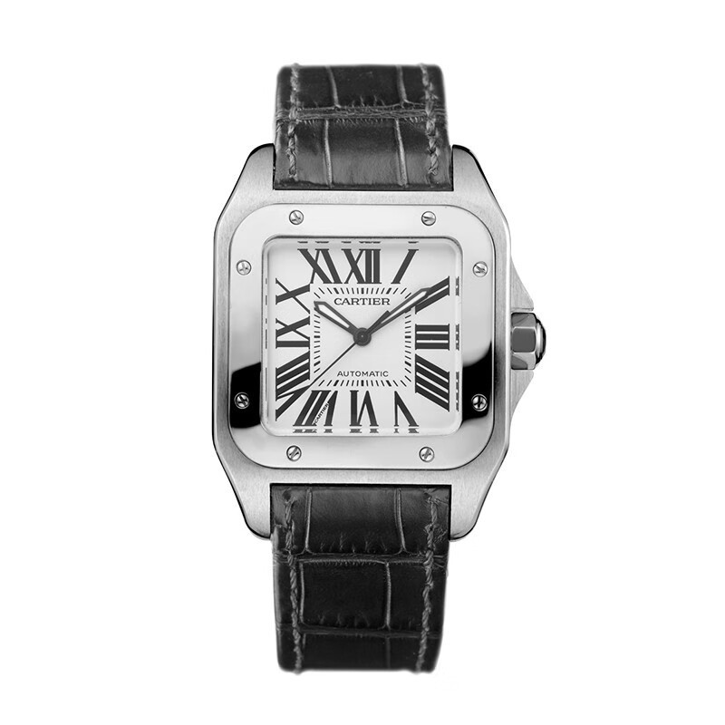 Cartier Cartier Cartier Santos Series นาฬิกาข้อมือ สายสแตนเลส ประดับเพชร สําหรับผู้ชาย