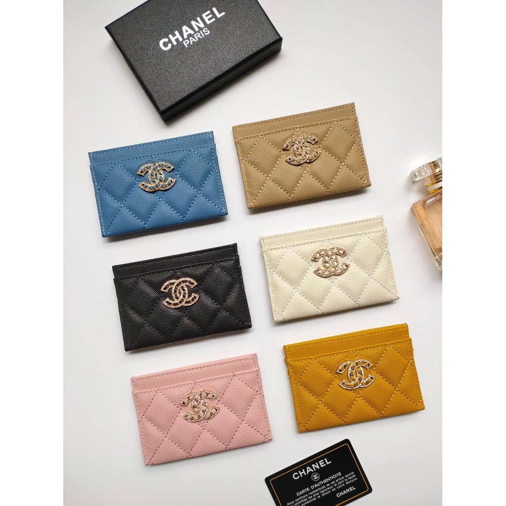 Ch @ neI Chanel กระเป๋าใส่บัตร หนังแกะแท้ ขนาดใหญ่ หรูหรา สําหรับผู้หญิง กระเป๋าใส่บัตรเครดิต สําหรับบ้าน