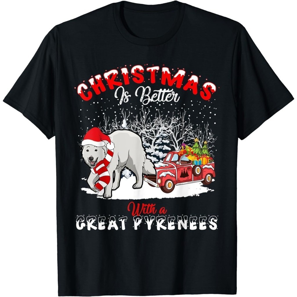 เสื้อยืด Great Pyrenees Dog Christmas Is Better Dog Light Tree Mas
