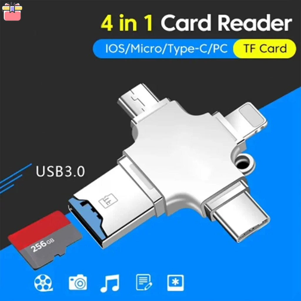 4 In 1 อะแดปเตอร์การ์ดรีดเดอร์ Micro Card Usb 3.0 Micro Sd To Usb Card Reader Otg สําหรับ Iphone TCH