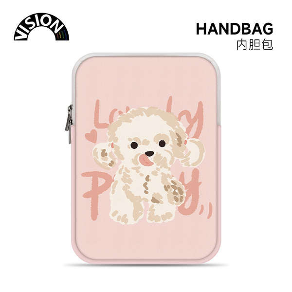 กระเป๋าใส่แล็ปท็อป VISION กระเป๋าใส่คอมพิวเตอร์ลูกสุนัขสีชมพูสำหรับเด็กผู้หญิง14นิ้ว IPAD สำหรับ Lenovo Air Apple mac Notebook Huawei 15.6นิ้วฝาครอบป้องกัน HP Xiaomi แท็บเล็ต Ins กระเป๋าเก็บของ