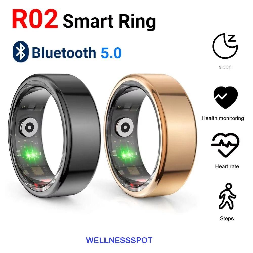 Wellnessspot แหวนเพื่อสุขภาพอัจฉริยะ, ตัวติดตามการนอนหลับ/ขั้นตอน IP68 กันน้ําอัจฉริยะติดตามการนอนหลับ, โหมดมัลติสปอร์ตเปลือกเหล็กสวมใส่ฟิตเนสติดตามแหวนนิ้วของขวัญเครื่อ