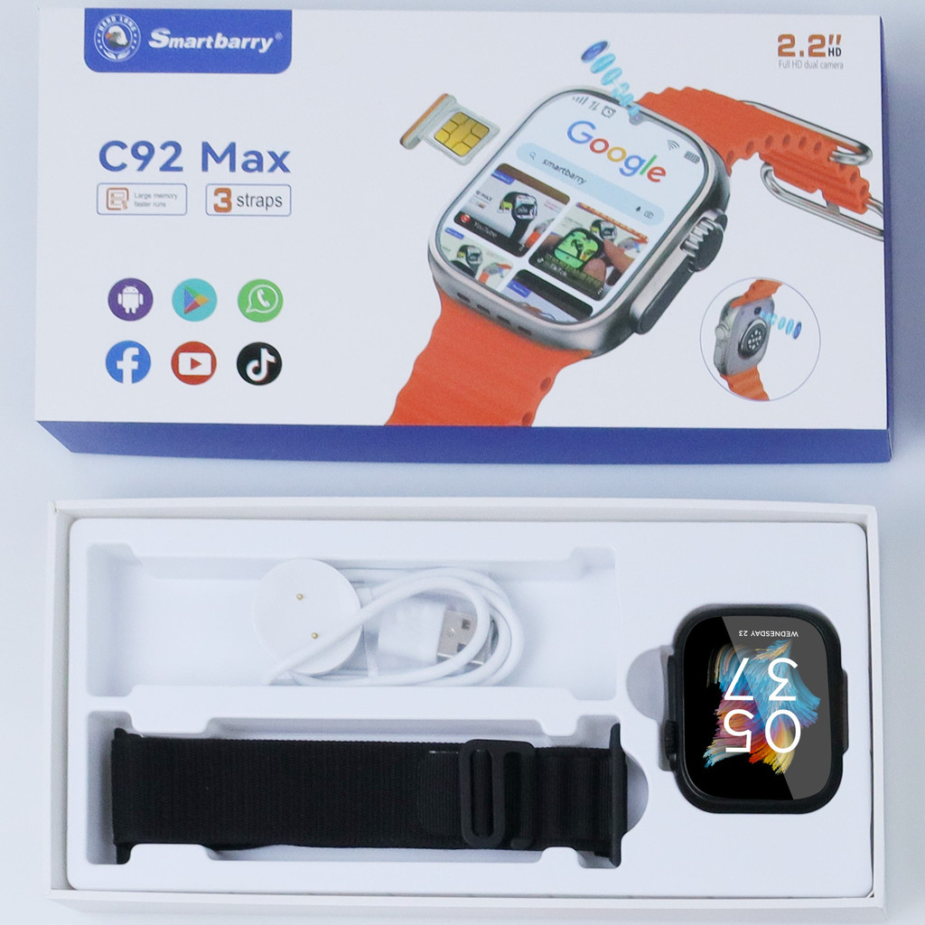 2025 ใหม่ C92 Max สมาร์ทวอท์ชพร้อมช่องใส่ SIM และ Wifi GPS วิดีโอ Android นาฬิกา 4G โทรศัพท์ Ultra 9