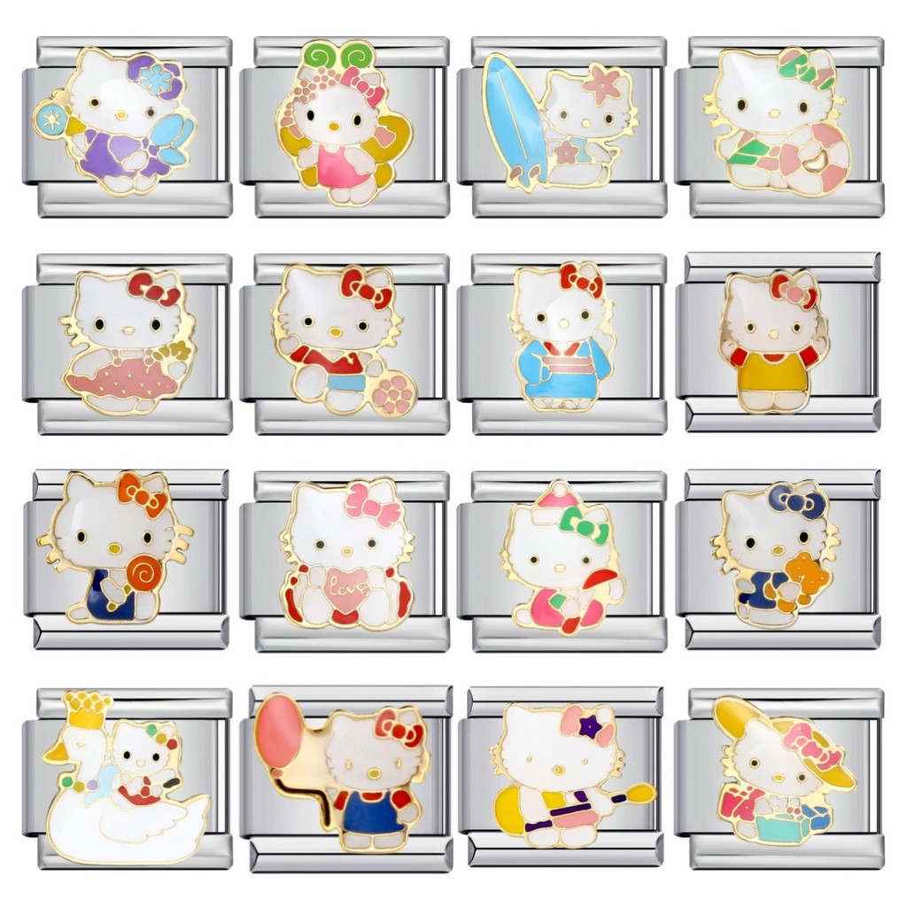 ลายการ์ตูนน่ารักอิตาเลี่ยน Modular สร้อยข้อมือไทเทเนียมเหล็กเชื่อม Dripping Oil DIY สายคล้องอุปกรณ์เสริม