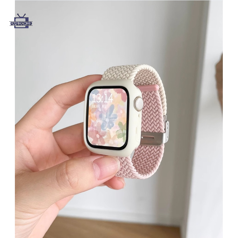สายนาฬิกา สำหรับ iwatch สายนาฬิกาทอระดับไฮเอนด์เหมาะสำหรับนาฬิกา IP สายนาฬิกาสีทึบเรียบง่าย