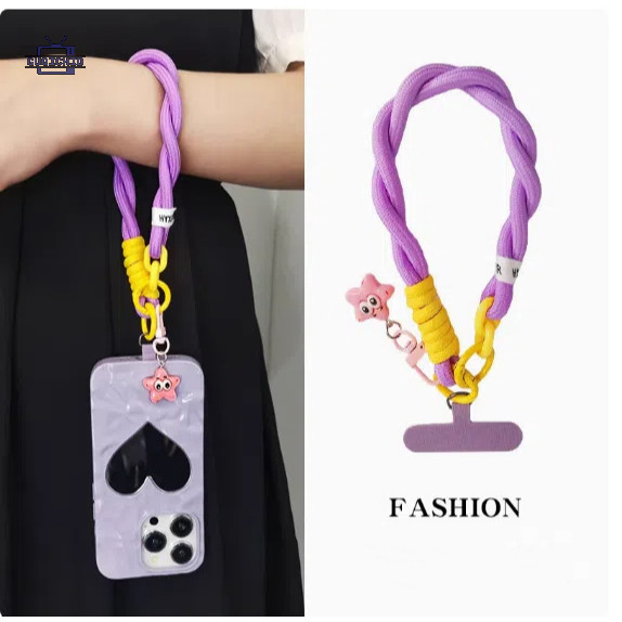 สายคล้องโทรศัพท์มือถือ ป้องกันการสูญเสียหูฟังโทรศัพท์โซ่การ์ตูนดาวโทรศัพท์กรณีเชือกเส้นเล็กกล้องลูกปัดจี้