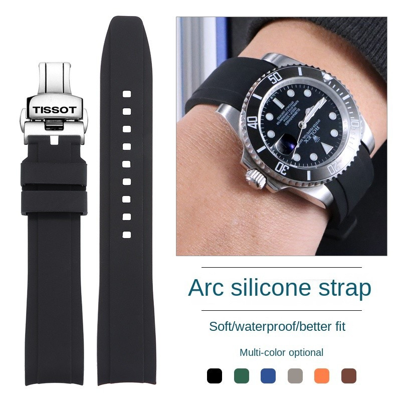 18/20/21/22 มม.โค้งซิลิโคนสําหรับ Tissot 1853 นาฬิกาสร้อยข้อมือความเร็ว Spur T41 Le Locle T035 Durul Carson Kutu ยางคุณภาพสูงนาฬิกา Band