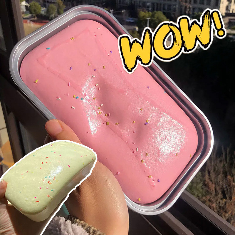 พร้อมจัดส่ง squishy สกุชชี่ ไอติมมูส ไอติมถาดมูส หนึบหนับ หอมนุ่มสโลว ขนมปังเหนียวที่เพิ่มขึ้นช้า