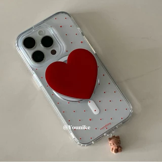 สไตล์เกาหลี ins สไตล์ Niche Design Retro Sweet Red Love Bracket kitty จี้ขนาดเล็กเหมาะสําหรับ iphone16pro/15promax Apple 13/14/12/16/AIR เคสโทรศัพท์ 11 เคสป้องกัน 17promax