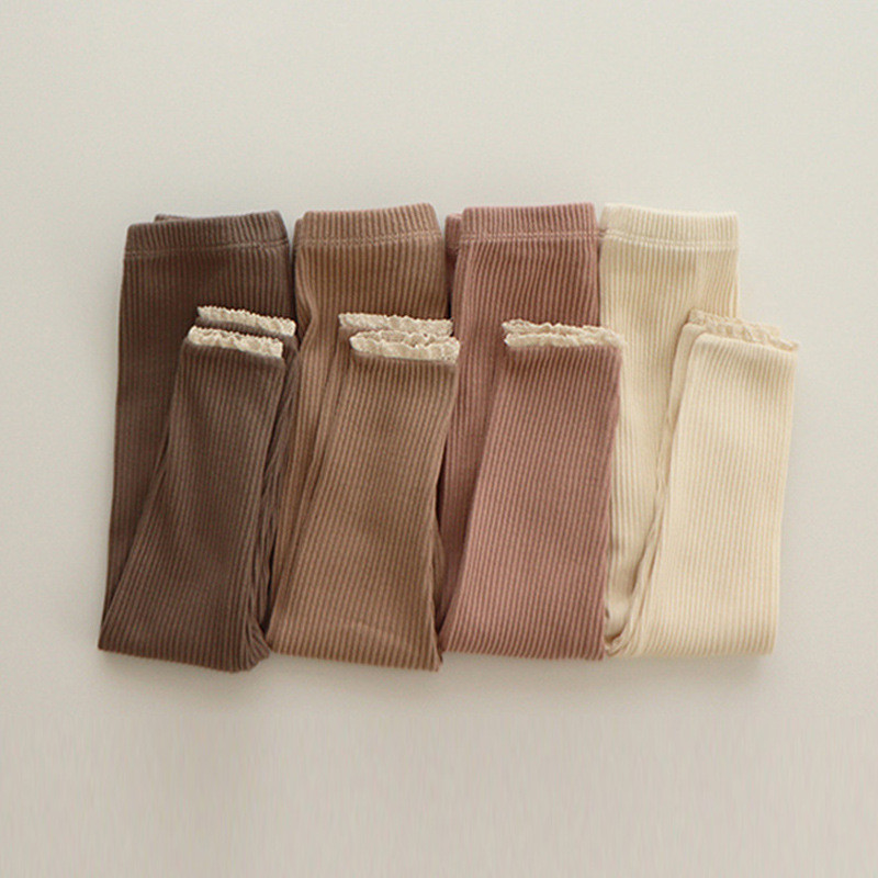 2025 กางเกงเลกกิ้งยางยืดเด็กรุ่นฤดูใบไม้ผลิและฤดูใบไม้ร่วงของเกาหลีกางเกงขายาวคน