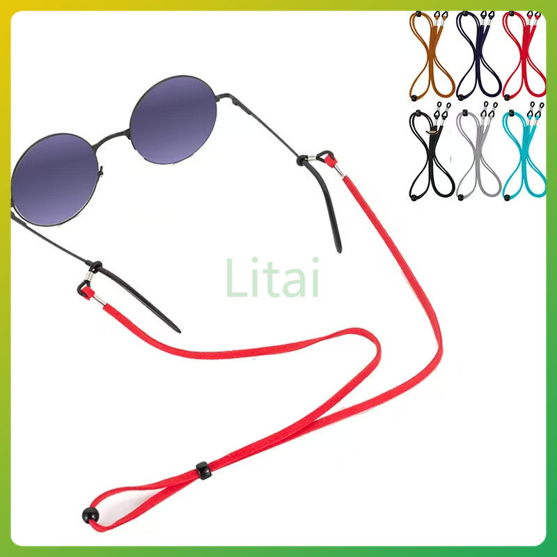litai เชือกคล้องแว่นสายตาแบบปรับได้/เชือกคล้องแว่นอ่านหนังสือแบบหนังมันเงาสไตล์เรโทรพร้อมที่ห้อยคอ/เชือกคล้องแว่นกันหล่น