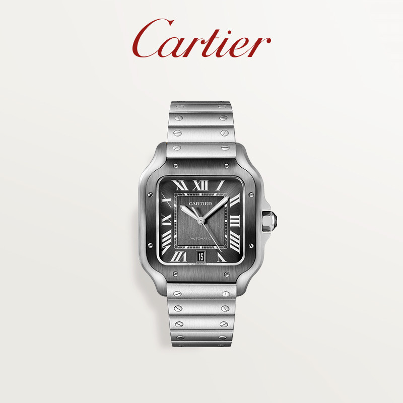 Cartier Cartier Santos นาฬิกาข้อมือ สายคู่ เคลือบคาร์บอน ADLC