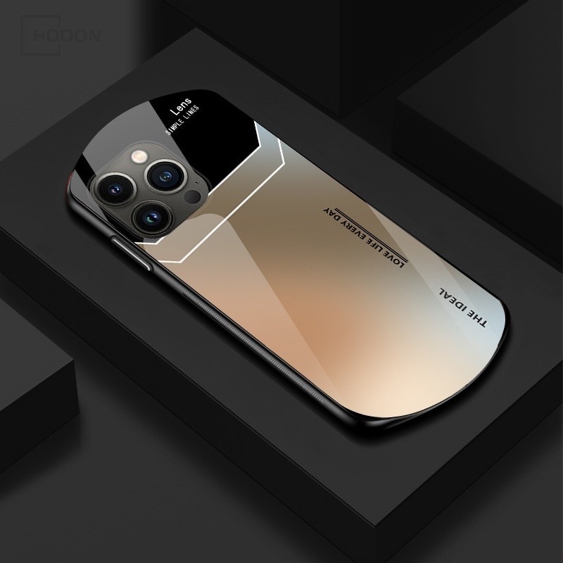 เคสโทรศัพท์มือถือกระจกนิรภัย ทรงวงรี ไล่โทนสี สําหรับ iPhone 15 14 13 12 11 Pro Max XS Max XR XS 15plus