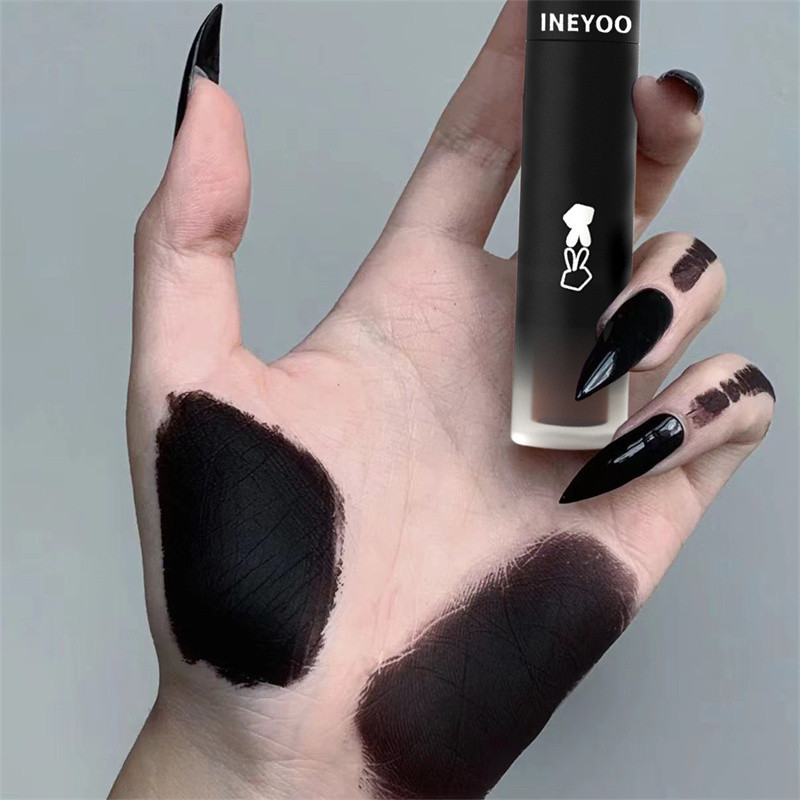 INEYOO ลิปกลอส Black lip Purple Blood Gothic lip make up Long Lasting Moisturizing