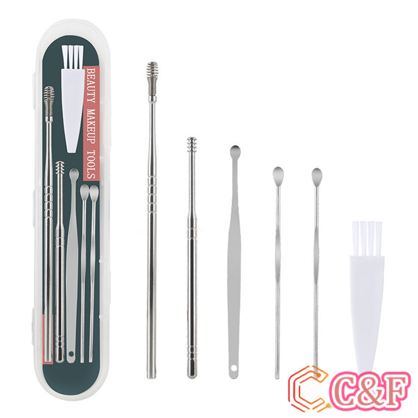 C&F ชุดไม้แคะหู พร้อมกล่องใส่ คุณภาพดี  วัสดุสเตนเลส  ขนาดสามารถพกพา Ear picking set