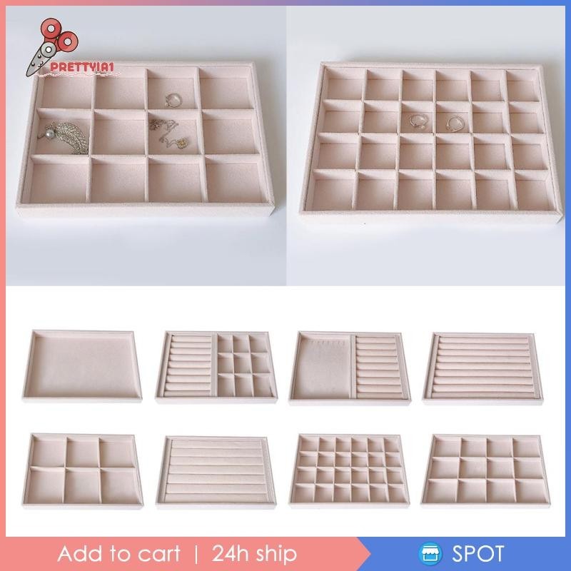 [Prettyia1] ถาดกํามะหยี่ สําหรับใส่เครื่องประดับ โชว์