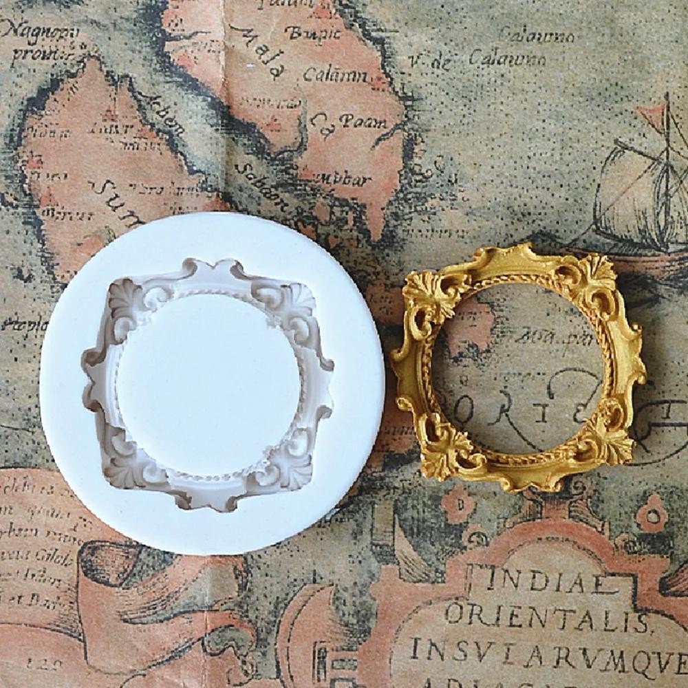 3D คลาสสิก Vintage กรอบรูปรูปร่างแม่พิมพ์ซิลิโคน Diy Fonant แม่พิมพ์ Candy ช็อกโกแลตเค้กตกแต่งเบเกอรี่เครื่องมือ Cupcake แม่พิมพ์
