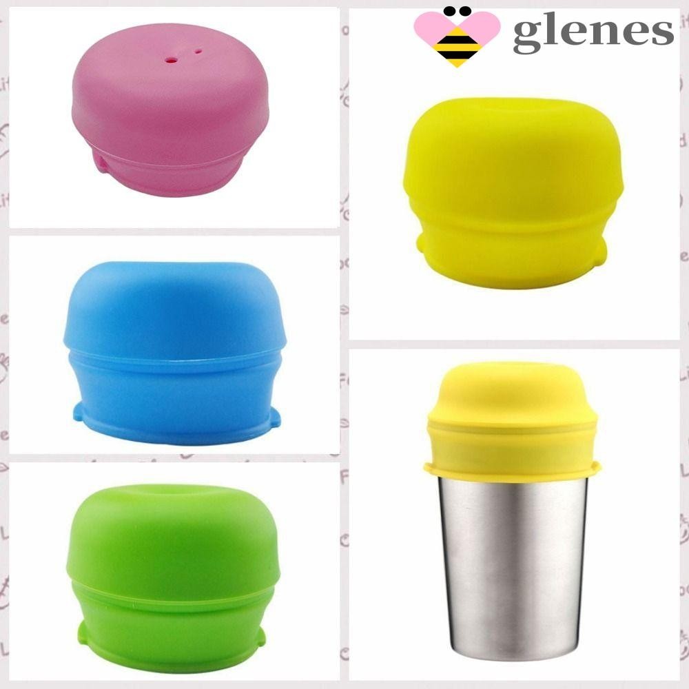 Glenes ฝาปิดแก้ว ซิลิโคน พร้อมหลอดดูด ยืดหยุ่น กันรั่วซึม หลากสี ปลอด BPA สําหรับเด็กทารก วัยหัดเดิน