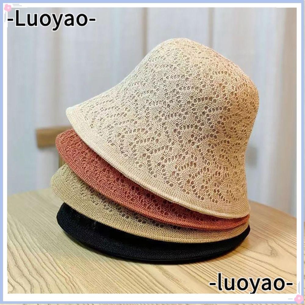 Luoyao หมวกบักเก็ต หมวกชาวประมง ระบายอากาศ ฤดูใบไม้ผลิ ฤดูร้อน หมวกชาวประมง ผู้หญิง เด็กผู้หญิง