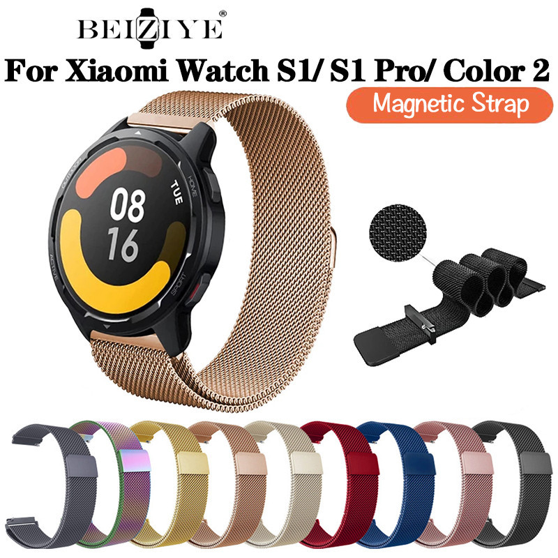 สายนาฬิกาข้อมือสเตนเลส แม่เหล็ก ระบายอากาศ แบบเปลี่ยน สําหรับ Xiaomi watch s1 s1 Active s1 Pro Xiaomi Mi watch Color2 watch S2