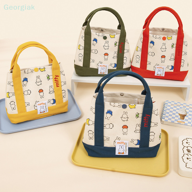 【Geor】กระเป๋าถือ กระเป๋าเดินทาง ผ้าแคนวาส ลําลอง ความจุขนาดใหญ่ สีพื้น สําหรับสตรี สําหรับใส่กล่องอาหารกลางวัน ช้อปปิ้ง