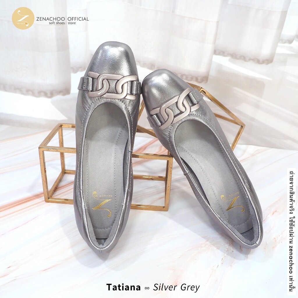 เปลี่ยนไซส์ได้-ไม่รับคืน ทรงปกติ Tatiana สูง2นิ้ว หนังแกะแท้ Zenachoo ทรงสวยมาก