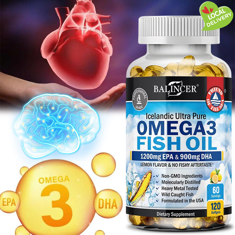 Balincer Omega-3 - น้ํามันปลา - EPA & DHA - ภูมิคุ้มกัน พยุงสมอง และสุขภาพหัวใจ - ไม่ใช่จีเอ็มโอ, 120 แคปซูล